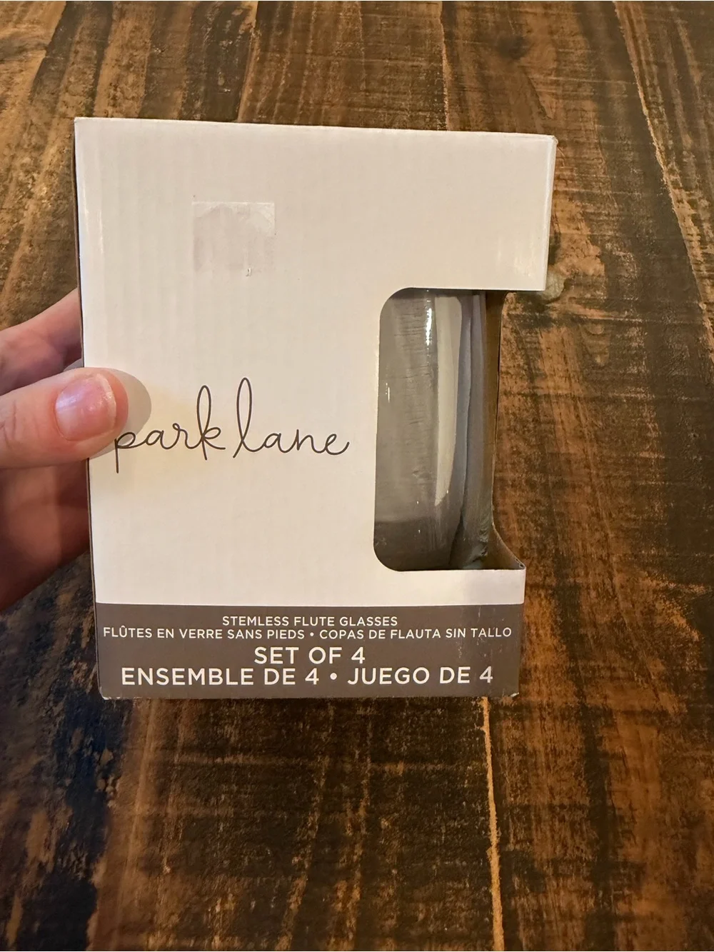 Park Lane White Stemless Flute Glasses Set of 4